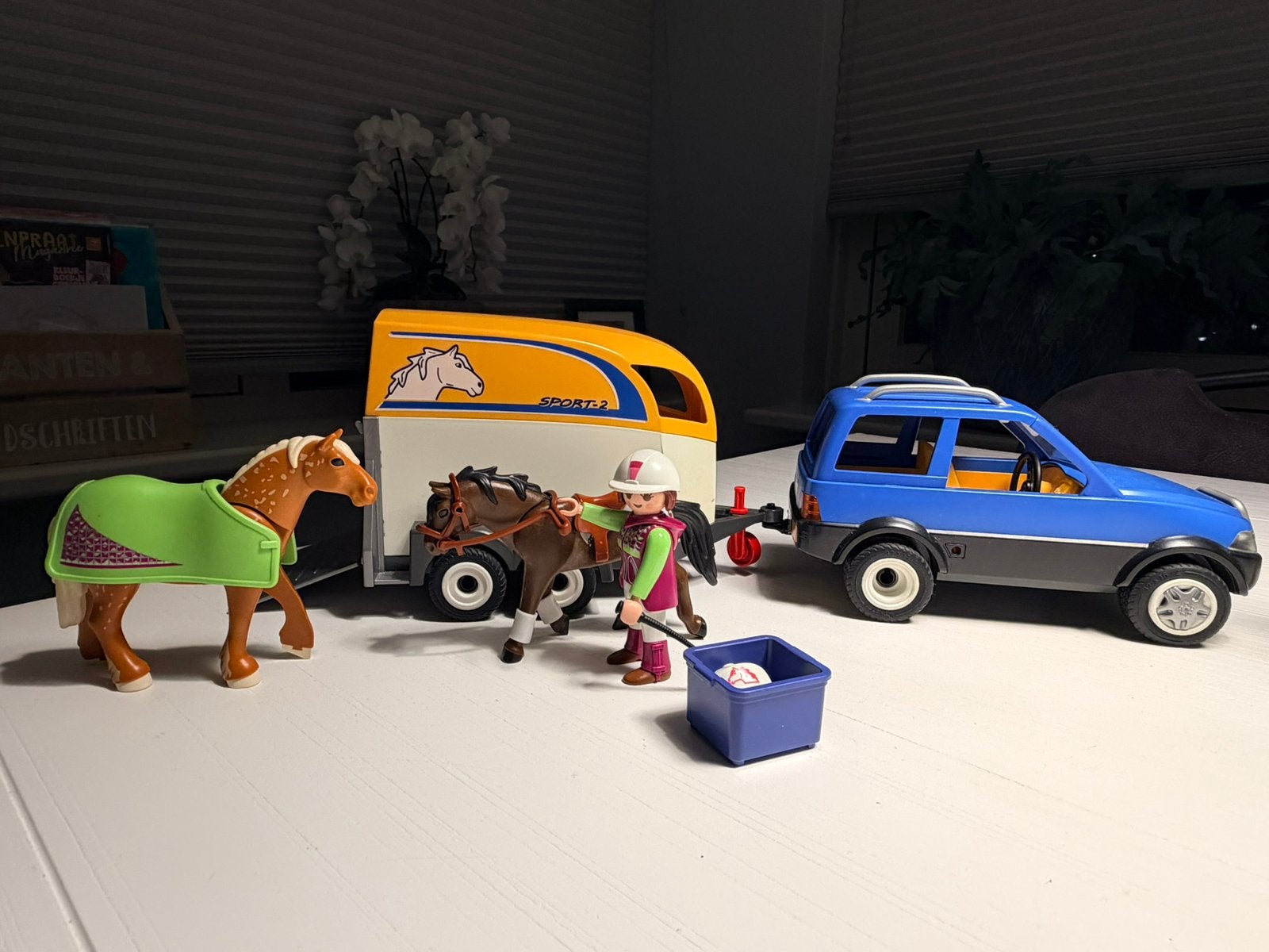Playmobil jeep met paardentrailer, Complete set, Voertuig, Ophalen of Verzenden, Zo goed als nieuw