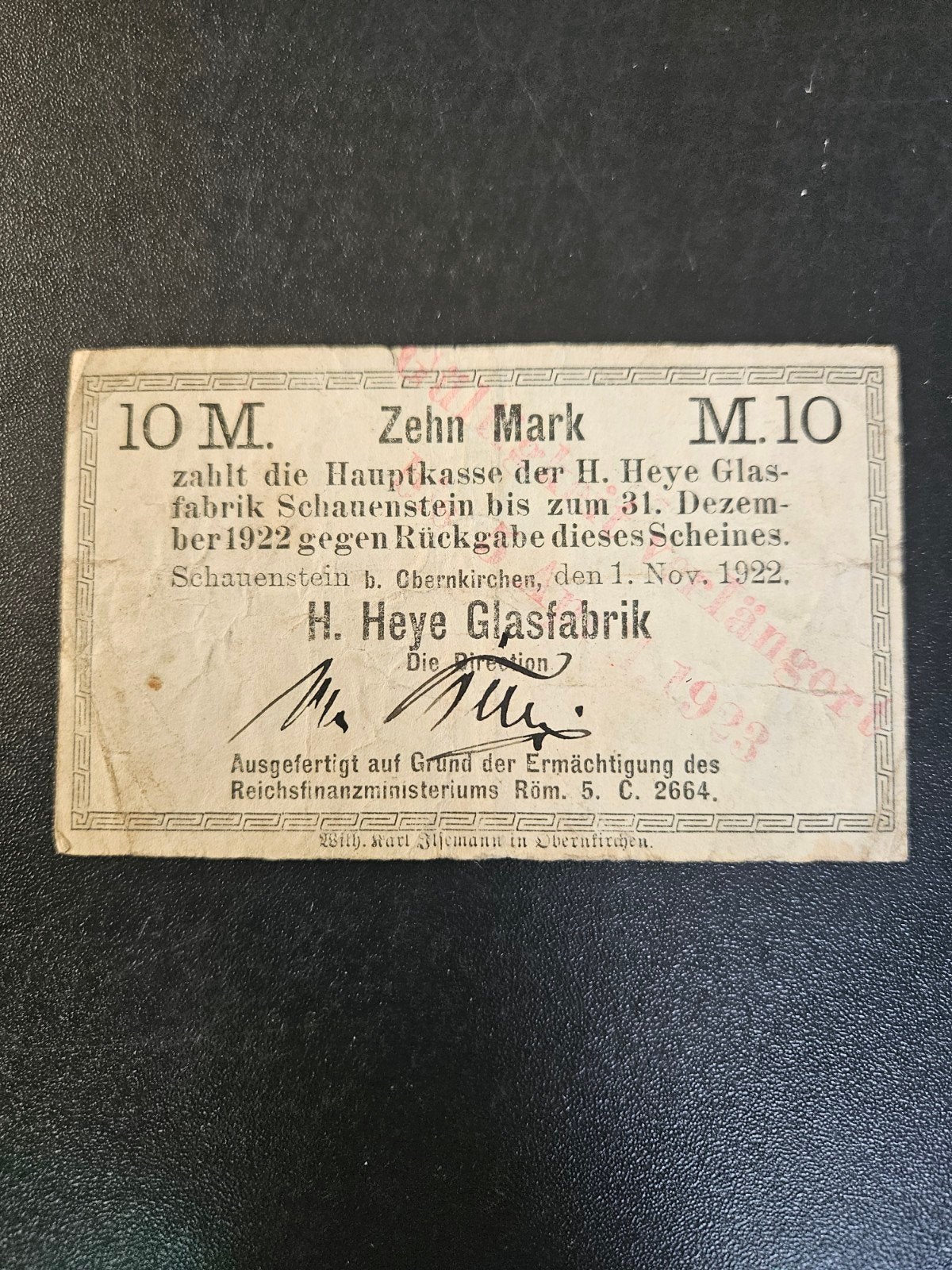 Duitsland noodgeld Heye Glasfabrik 1922 stempel verlängert, Postzegels en Munten, Bankbiljetten | Europa | Niet-Eurobiljetten