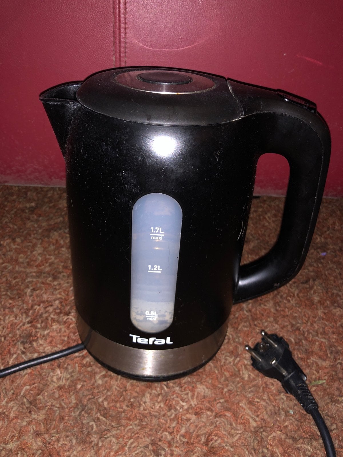 Tefal waterkoker 1,7 liter - Zwart, 1 tot 2 liter, Ophalen, Gebruikt
