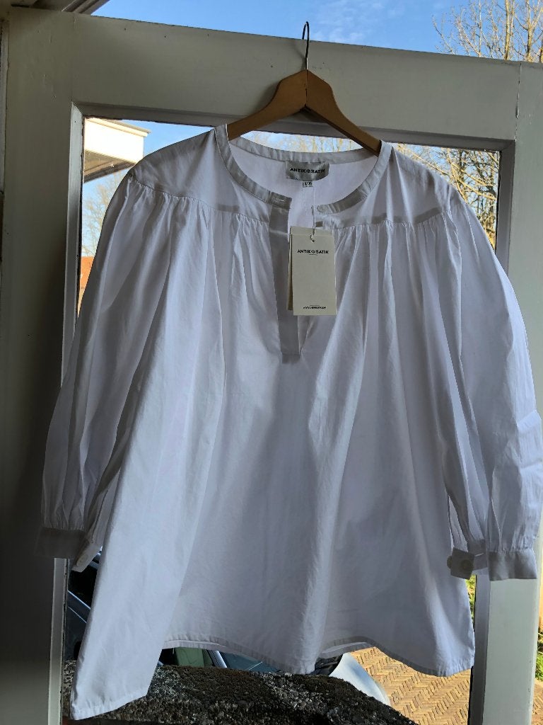 NIEUWE wijde witte blouse Antik Batik cotton poplin mt S, Maat 38/40 (M), Verzenden, Wit, Nieuw