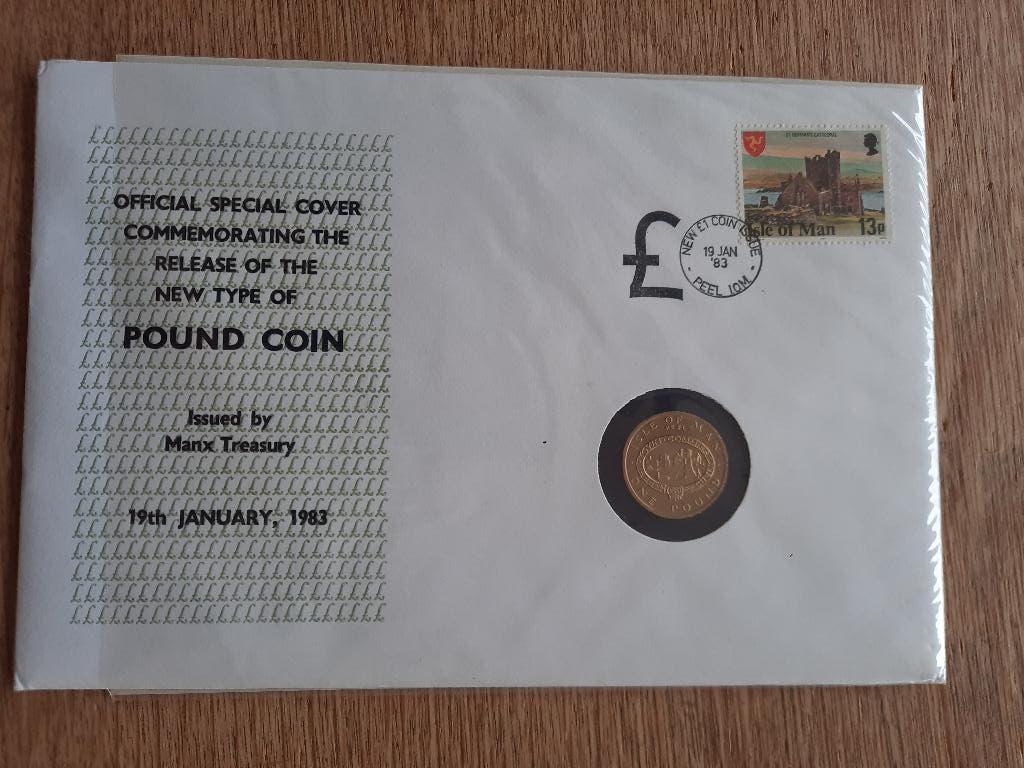 Coin Cover. One Pound Isle of Man 1983, Ophalen of Verzenden, Overige landen