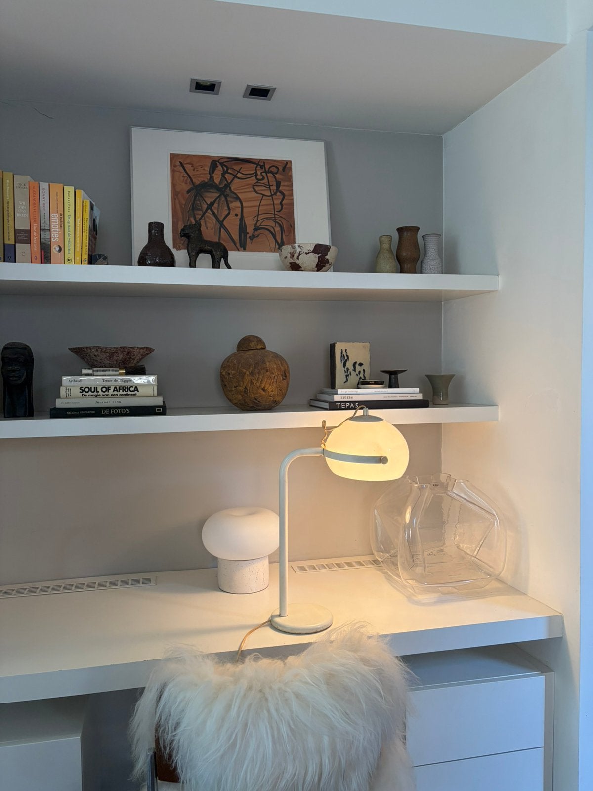 Vintage bureaulamp | Spage Age | Dijkstra Plexiglas Mushroom, Huis en Inrichting, Bureaulamp, Wit, Ophalen of Verzenden, Nvt