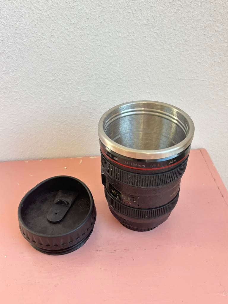 Thermos beker canon cameralens, Huis en Inrichting, Keuken | Tupperware, Ophalen of Verzenden, Zo goed als nieuw, Overige typen