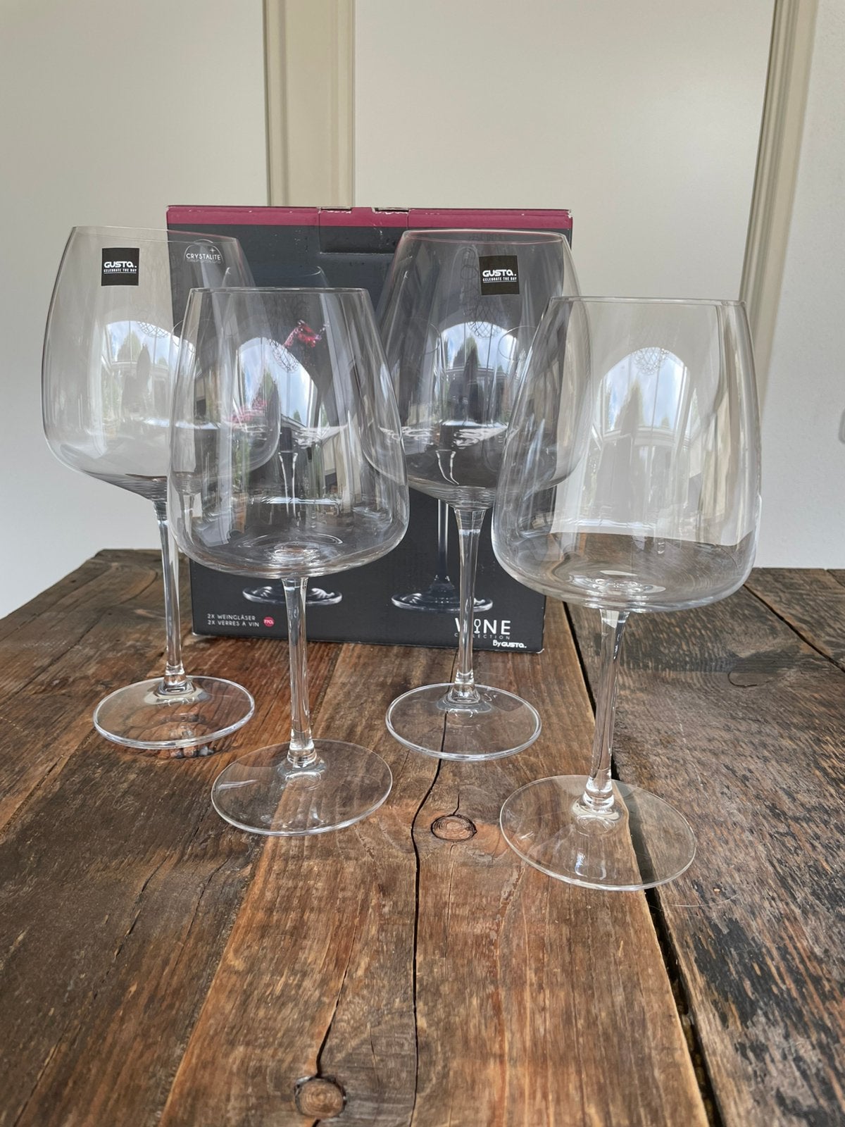 4 kristallen wijnglazen van ‘by gusto’. 77 cl en 61 cl, Ophalen of Verzenden