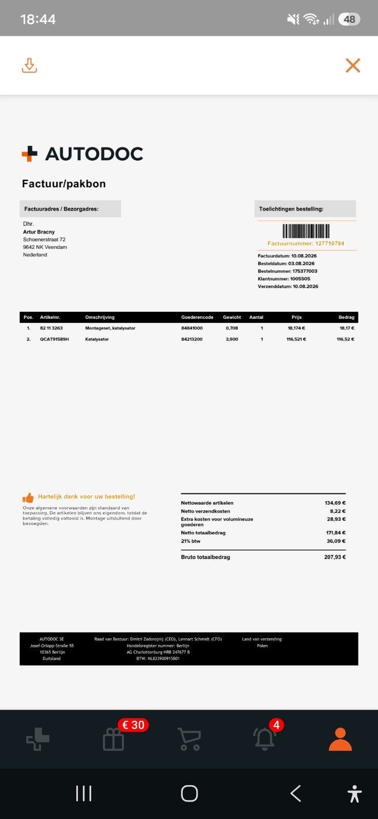Montageset en katalysator voor vw polo 2010 1.4 benzine., Auto-onderdelen, Ophalen, Nieuw, Volkswagen