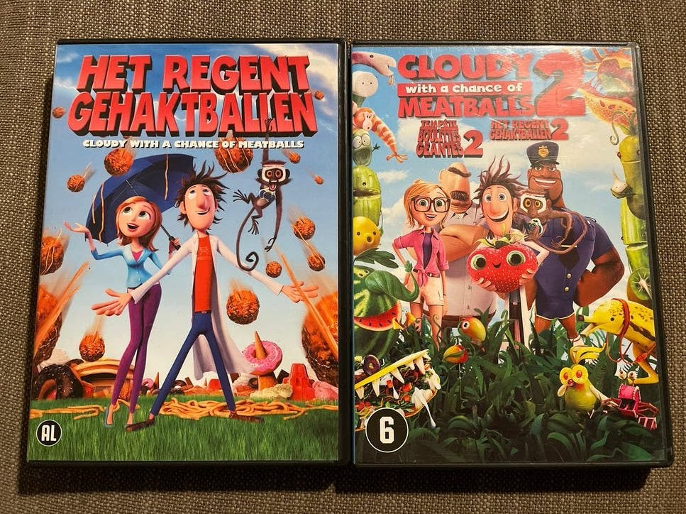Het Regent Gehaktballen 1 & 2 dvd, Tekenfilm, Amerikaans, Ophalen of Verzenden, Zo goed als nieuw