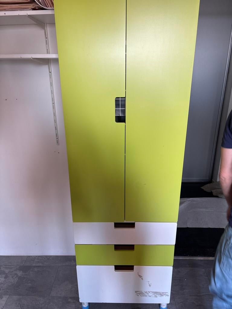 Ikea Kinderkast Groen/Wit met Blauwe Pootjes, Ophalen, Gebruikt, Kast, 105 cm of meer