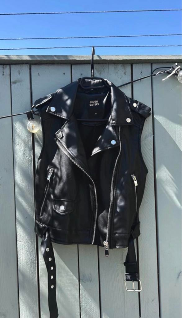 Zwart leren gilet maat XS- Seven Sisters, Ophalen of Verzenden, Zo goed als nieuw, Maat 34 (XS) of kleiner, Zwart