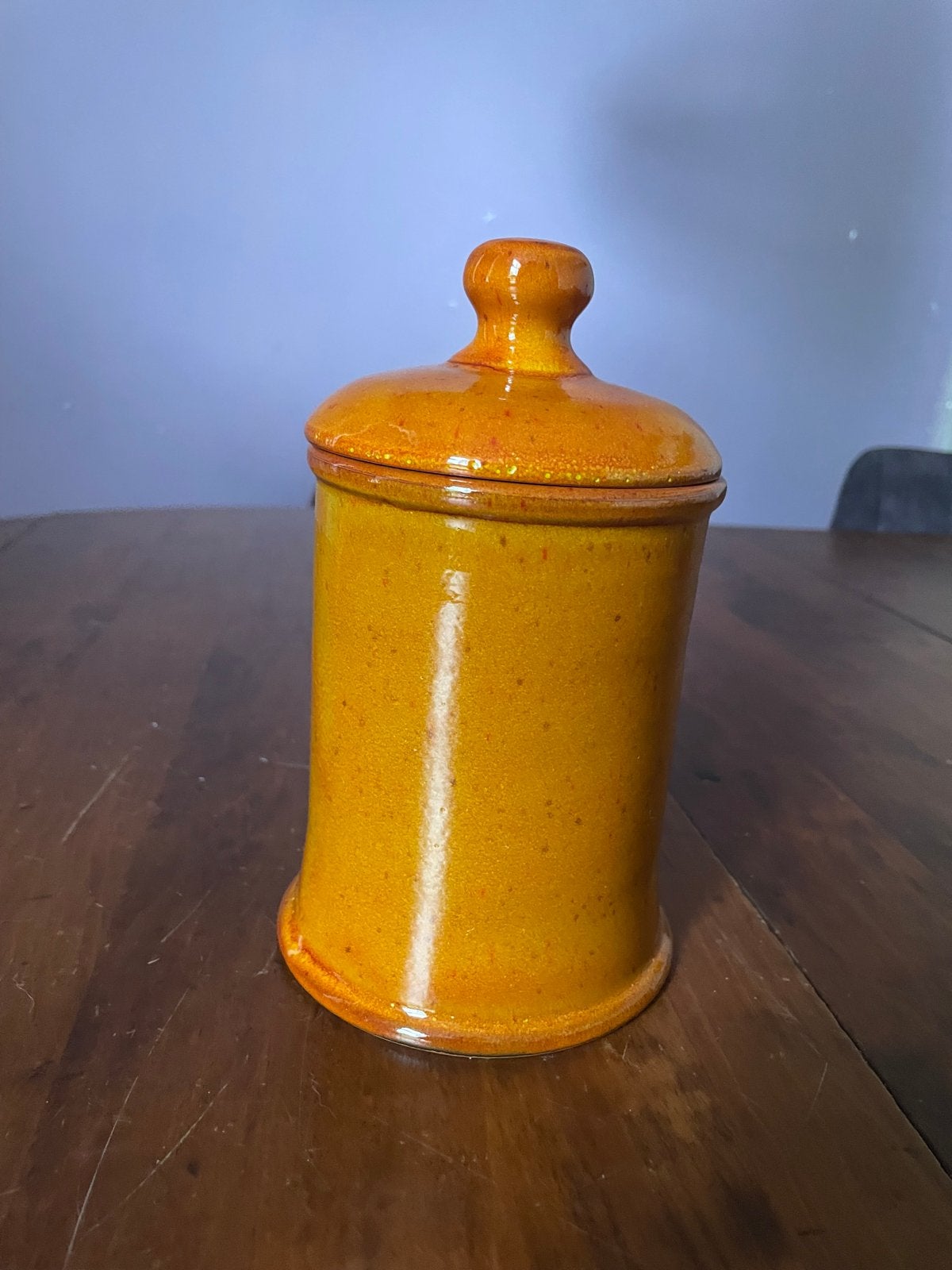 Vintage voorraadpot - Geel/Oranje Keramiek, Antiek en Kunst, Ophalen