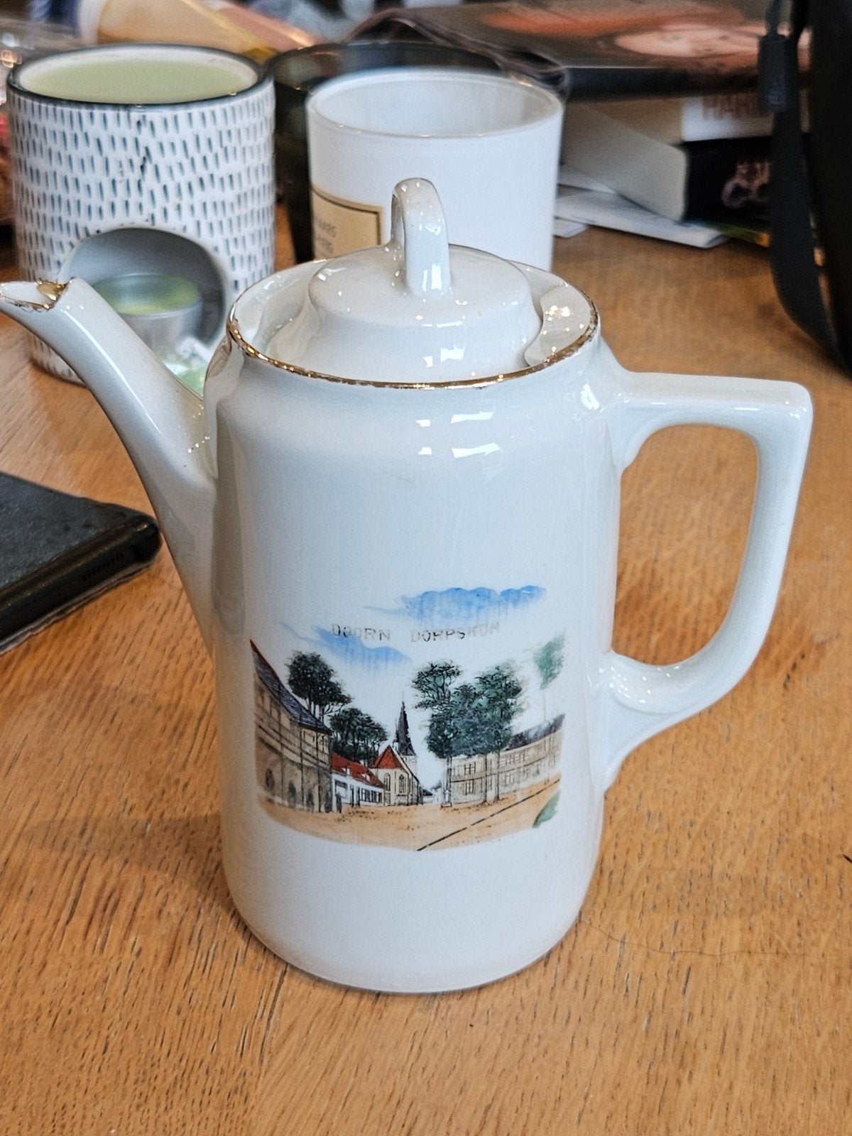 Doorn Dorpskom koffiepotje met gouden rand, Antiek en Kunst, Ophalen of Verzenden