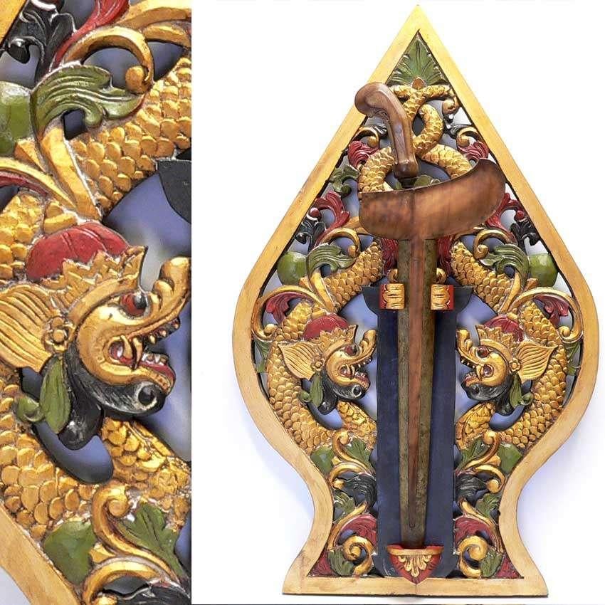 Blawong Gunungan met Naga's Keris houder Kris bord BZ1 draak, Ophalen of Verzenden
