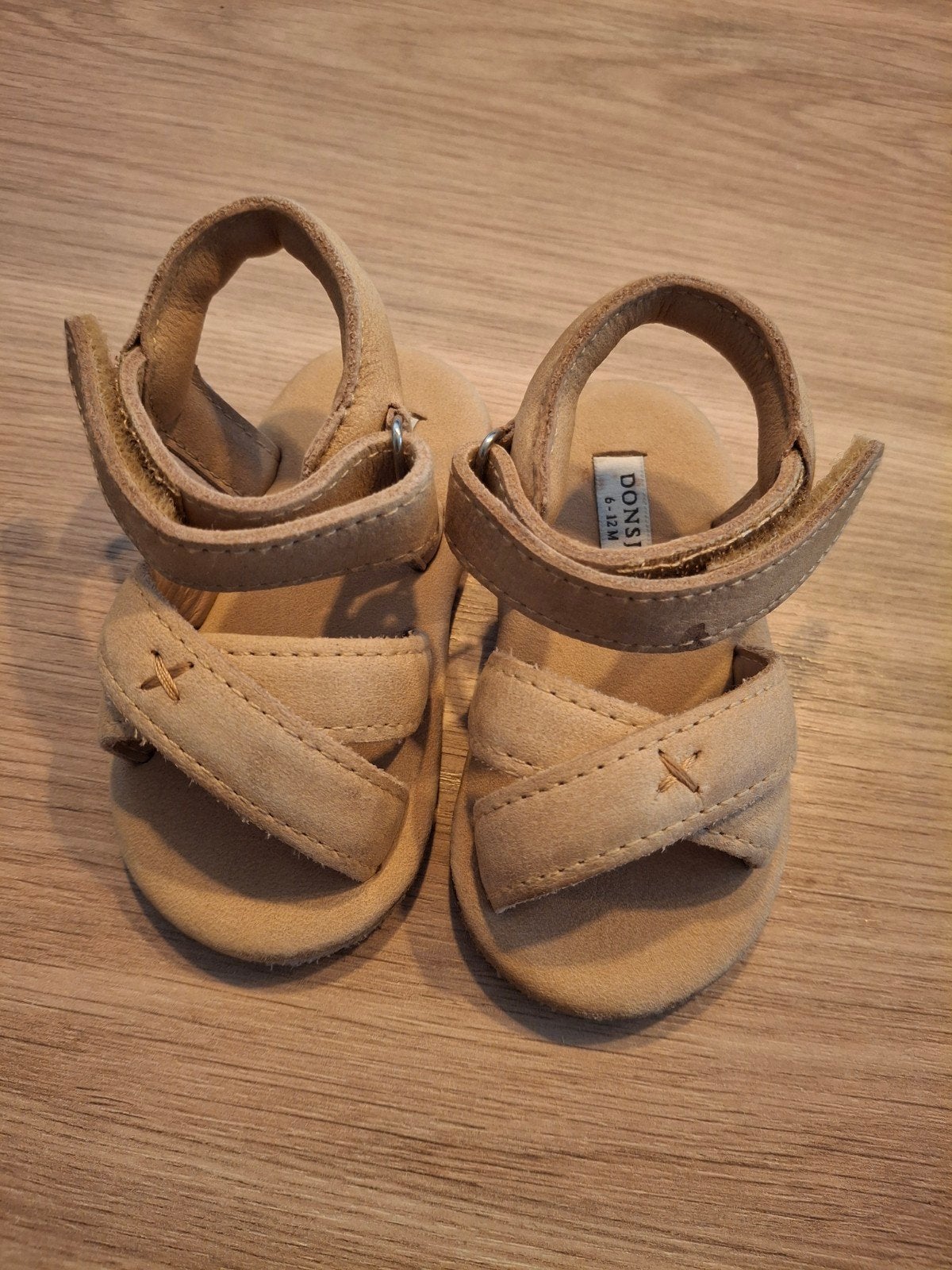Donsje sandalen, lichtbruin leer, 6-12 maanden, Schoentjes, Jongetje of Meisje, Donsje Amsterdam, Ophalen of Verzenden