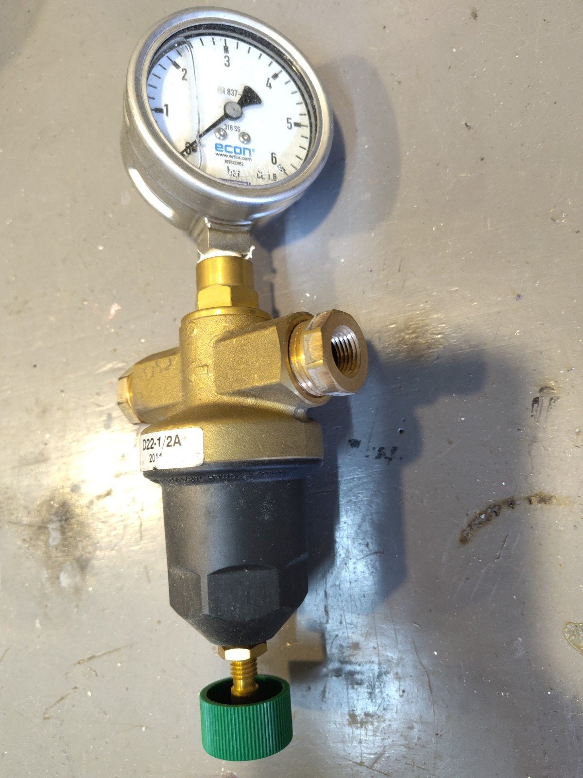 Econ glycerine manometer 0 - 6 bar  Drukregelaar D22-1/2A, Ophalen of Verzenden, Druk