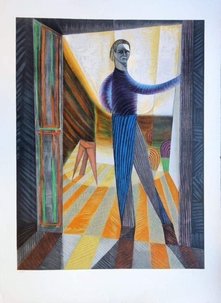 Victor Vasarely Self Portrait in Studio Litho Gesigneerd, Antiek en Kunst, Ophalen of Verzenden