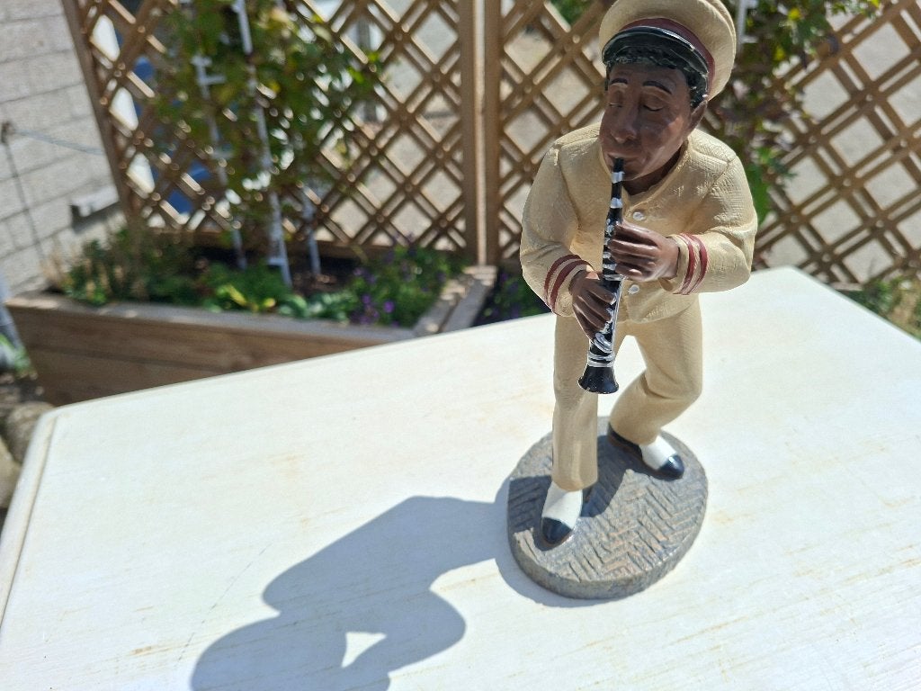 oud mooi gaaf vintage beeld klarinet spelende neger beeld, Ophalen of Verzenden, Zo goed als nieuw, Mens