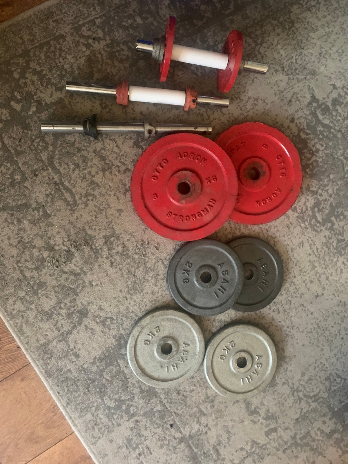 Dumbells 3 x en gewichten, Sport en Fitness, Fitnessmaterialen, Ophalen, Dumbbell