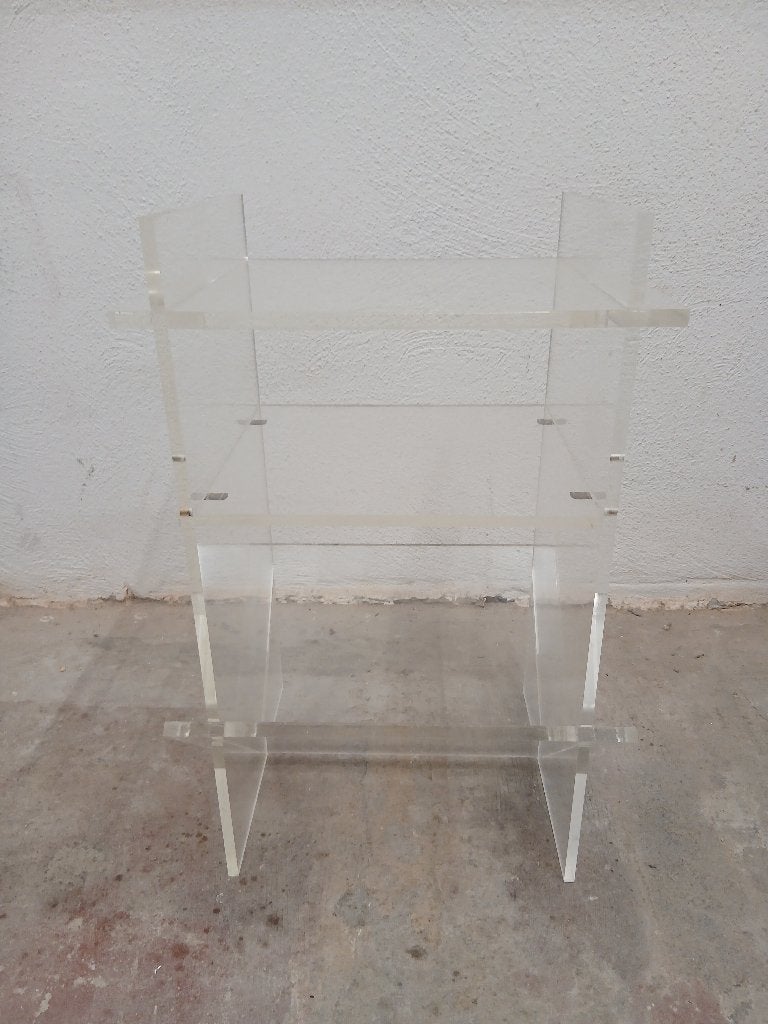 Vintage Space Age plexiglas bijzetmeubel met lectuurbak, Gebruikt, Lectuurbak, Kunststof, Vintage
