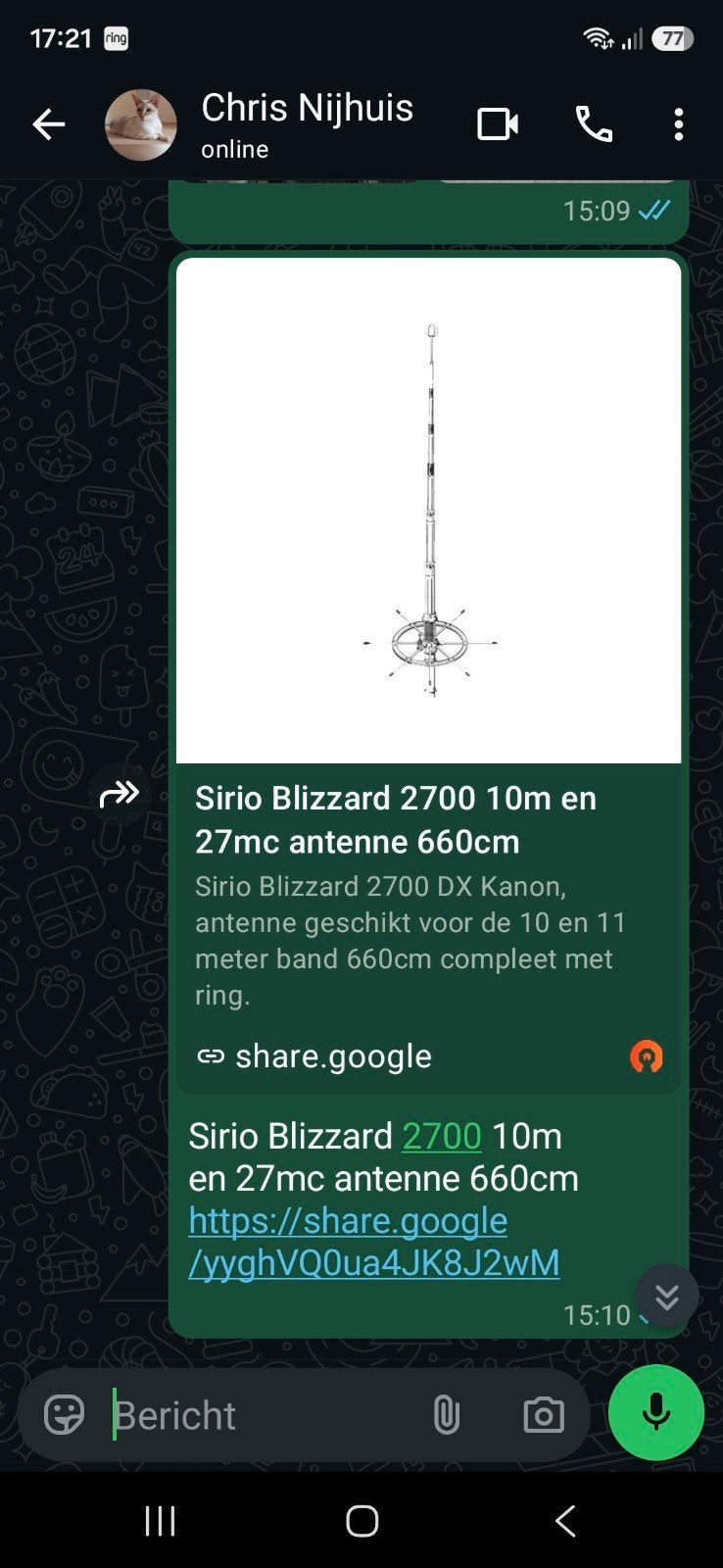 Antenne voor 10 en 11 meter., Ophalen