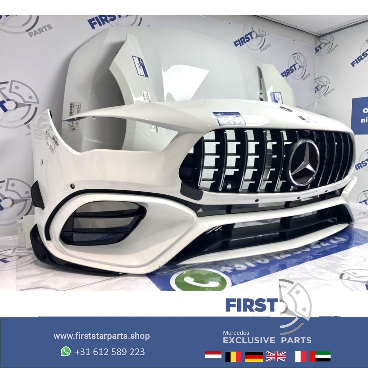 W118 C118 CLA45 S AMG VOORKOP WIT origineel Mercedes CLA 45, Gebruikt, -, Voor, Ophalen of Verzenden