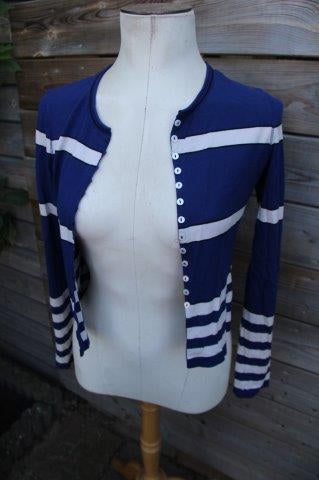 Vestje blauw/ creme Marccain mt N3 (M/38) Vaste prijs AANB, Maat 38/40 (M), Blauw, Ophalen of Verzenden, Zo goed als nieuw