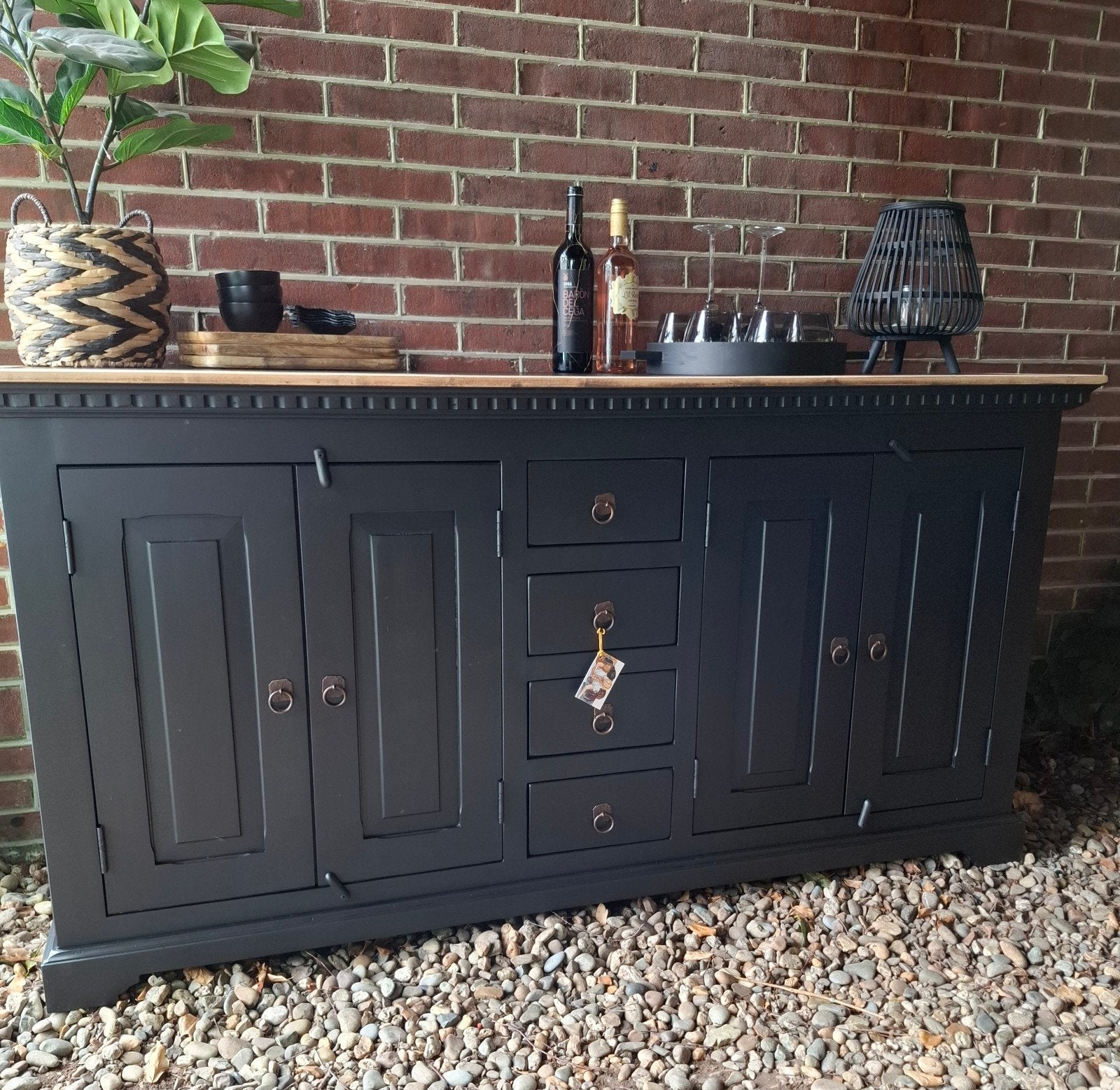 Mooi rustiek Mat zwarte dressoir, Ophalen of Verzenden