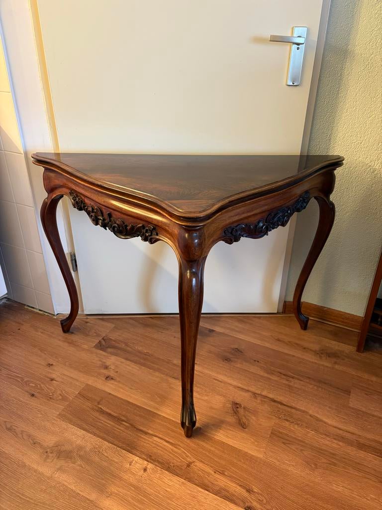 Antieke bijzettafel met rood fluwelen blad, Antiek en Kunst, Ophalen