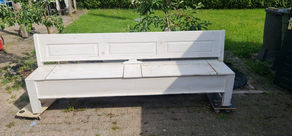 Mooie Witte ''kerkbank'' met opbergvakken Gratis!, Ophalen