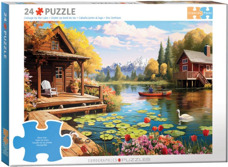 Eurographics - Cottages by the Lake - 24XXL stukjes, Hobby en Vrije tijd, Denksport en Puzzels, Ophalen of Verzenden, Minder dan 500 stukjes
