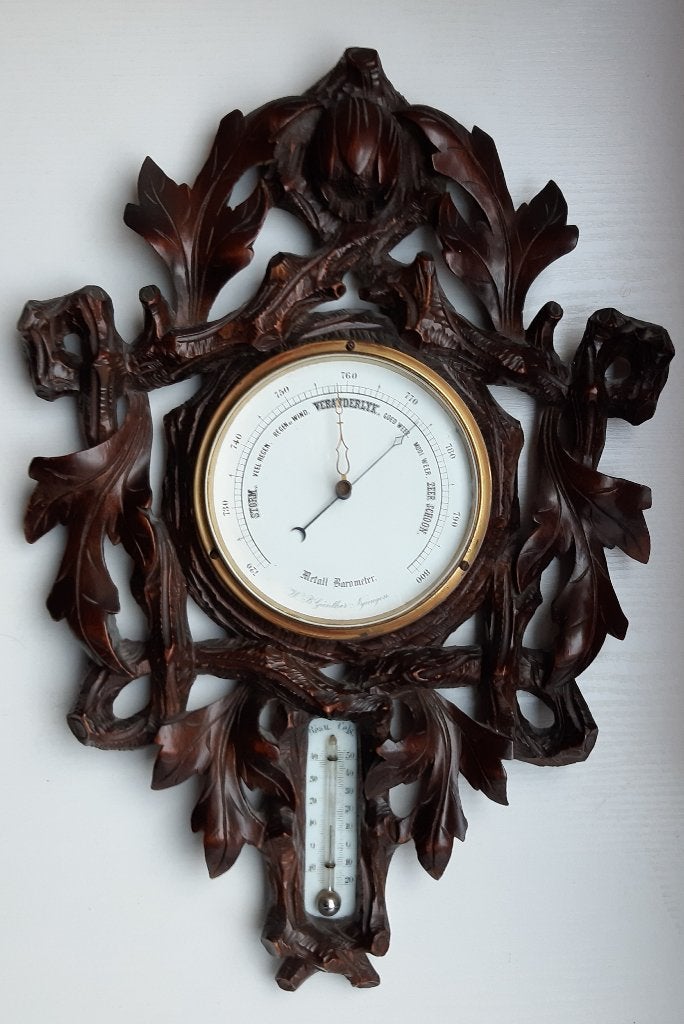 ANTIEKE BAROMETER 19e eeuw(+/_1870)   W.B. GÜNTHER NIJMEGEN, Ophalen of Verzenden, Gebruikt, Barometer