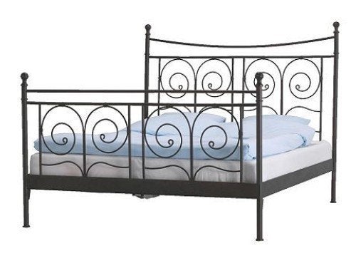 IKEA Noresund bedframe met bodem 160x200cm, Ophalen, Gebruikt, Zwart, Tweepersoons