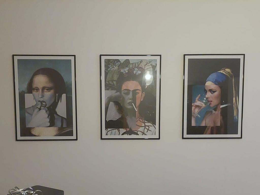 Ingelijst posters 50x70 bekende kunstwerken, Ophalen, Achter glas, Zo goed als nieuw, 50 cm