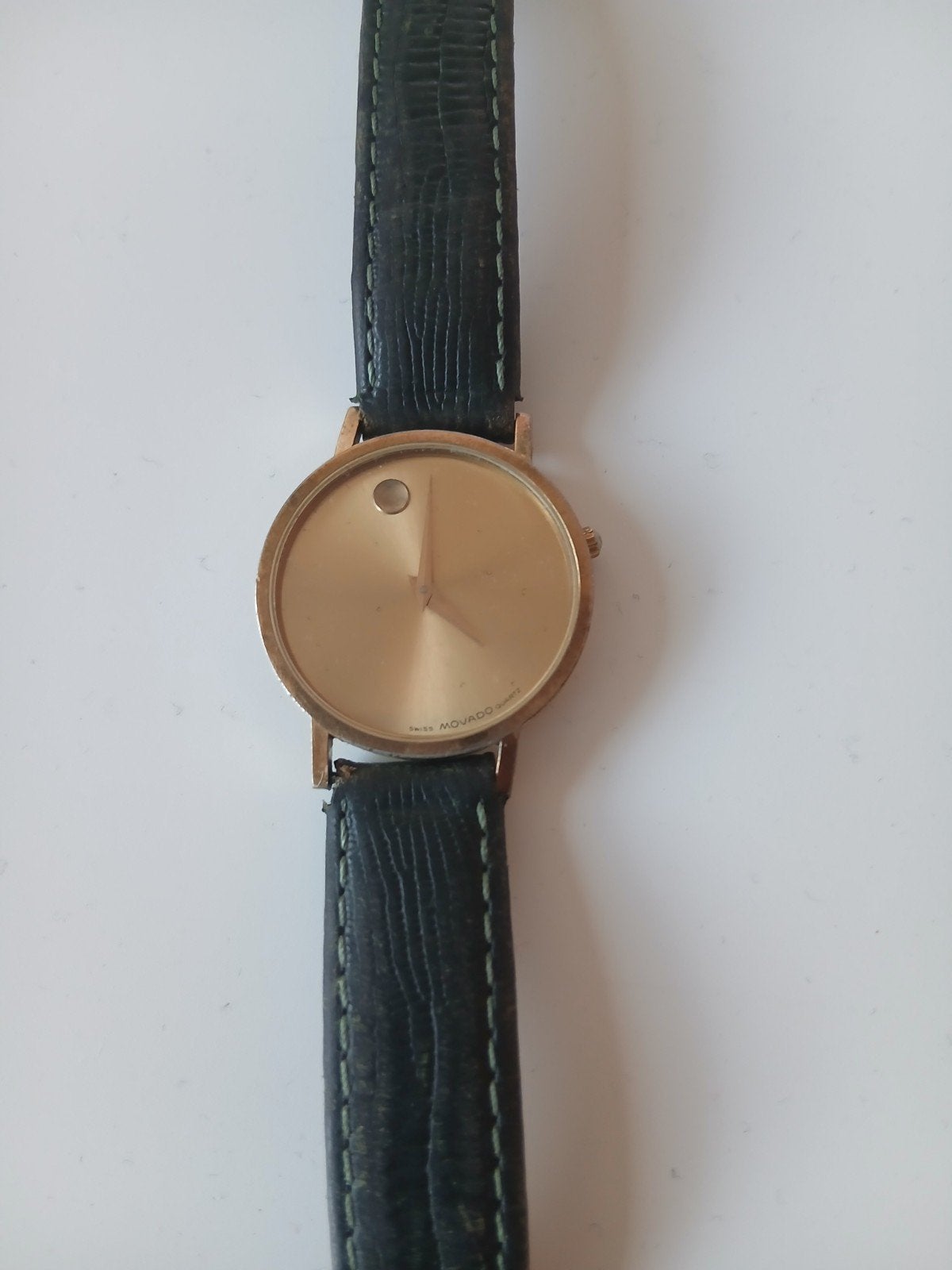 Vintage Movado Polshorloge - Goudkleurig met Leren Band, Overige merken, Overige materialen, Polshorloge, Ophalen of Verzenden