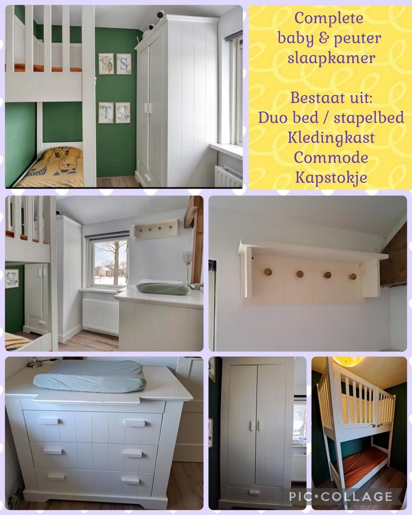 Unieke complete baby en peuter slaapkamer duobed stapelbed, Ophalen, Gebruikt, Jongetje of Meisje