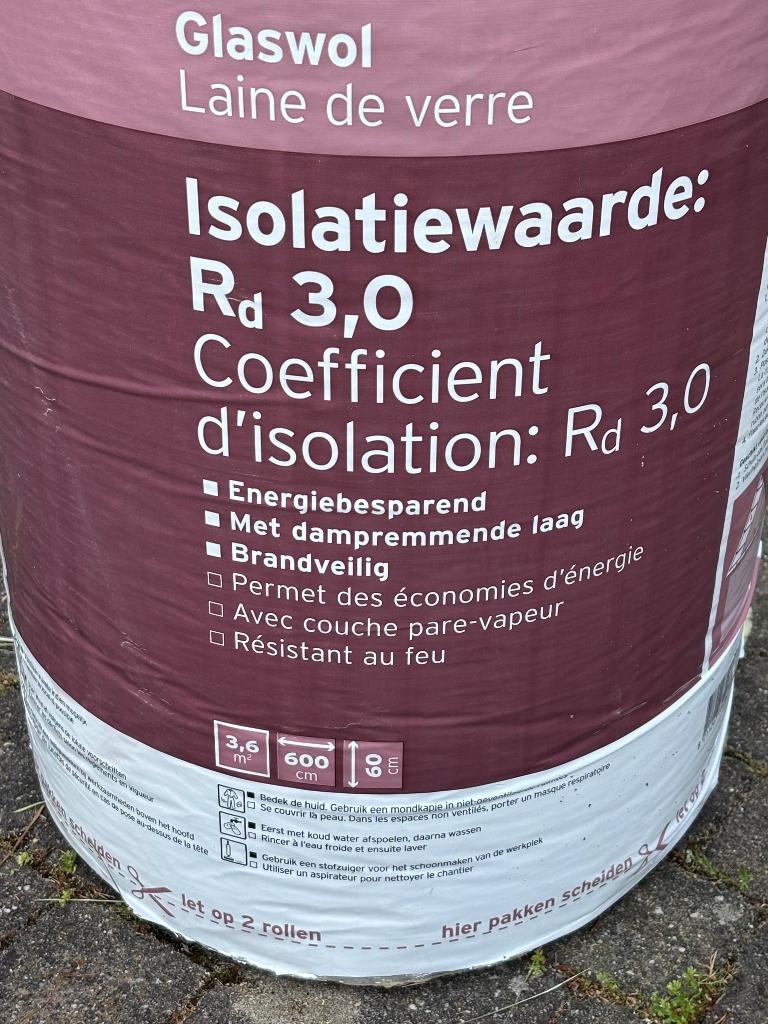 Glaswol 12 cm dikte, Ophalen, 12 cm of meer, Nieuw, Minder dan 5 m²