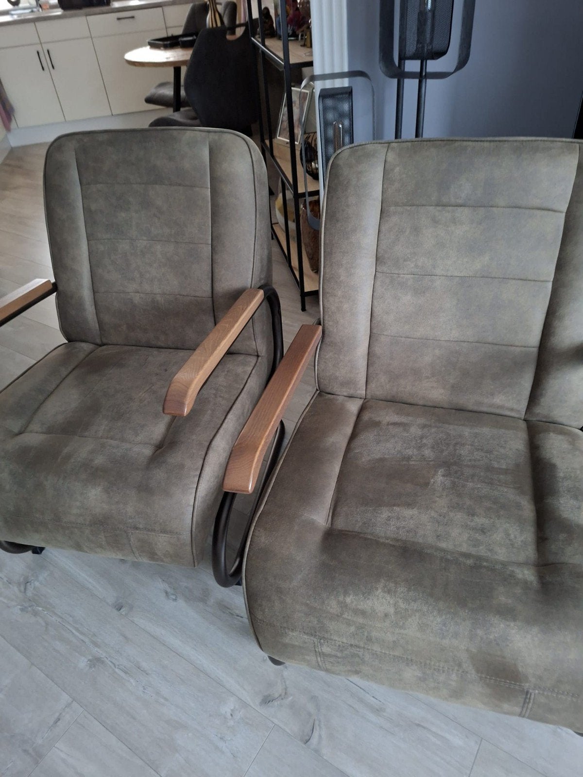 Leen Bakker Fauteuil Ivar - Olijfgroen (2 stuks), Huis en Inrichting, Fauteuils, Ophalen, Gebruikt, 75 tot 100 cm, Stof
