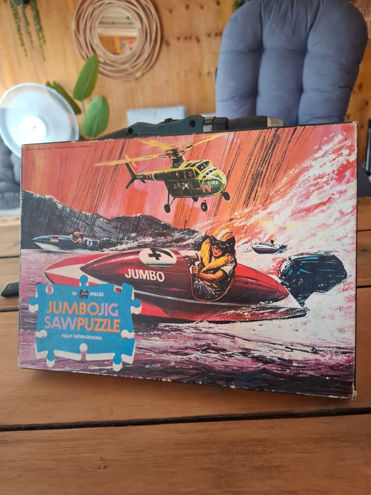 Vintage jumbo legpuzzel speedboot, Antiek en Kunst, Ophalen of Verzenden