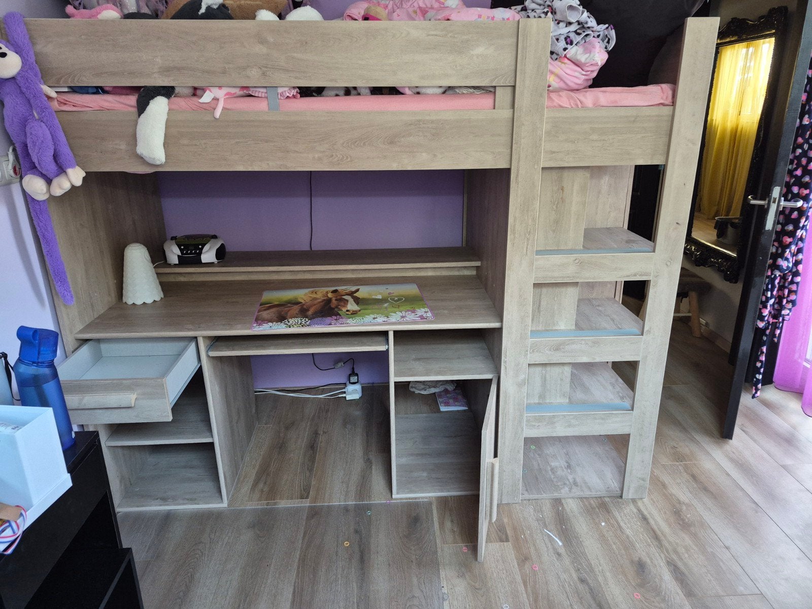 Halfhoogslaper met bureau en kast - Zo goed als nieuw, Ophalen, 90 cm, Eenpersoons, 160 tot 180 cm