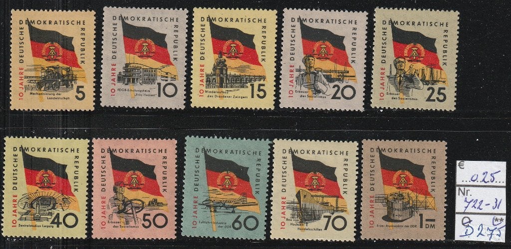 DDR 10 Jaar Michel 722-31 Nr.D275p, Verzenden, DDR, Postfris