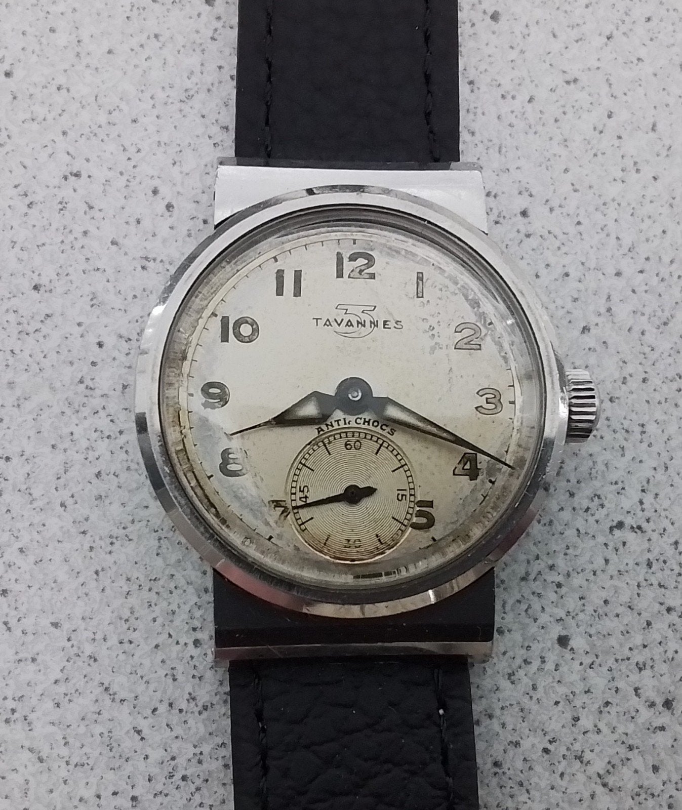Tavannes vintage Zwitsers herenhorloge uit jaren '30/'40, Overige merken, Staal, Met bandje, Verzenden