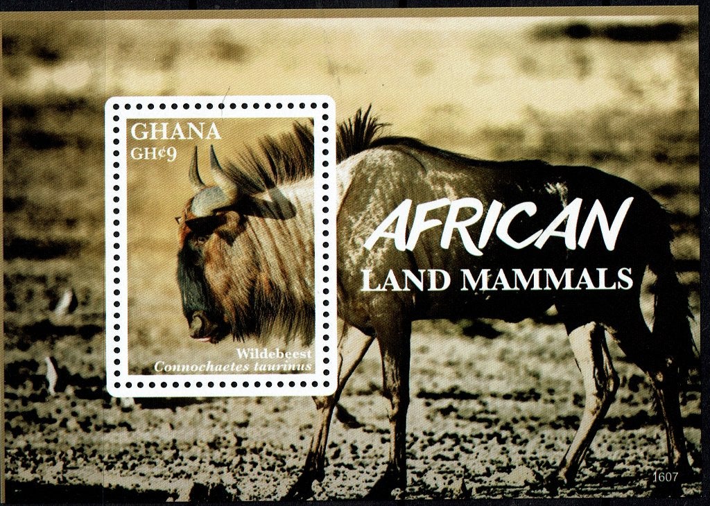 GHANA 2016 PF BLOK WILDLIFE GNOE ZOOGDIEREN 3, Ophalen of Verzenden, Postfris, Dier of Natuur