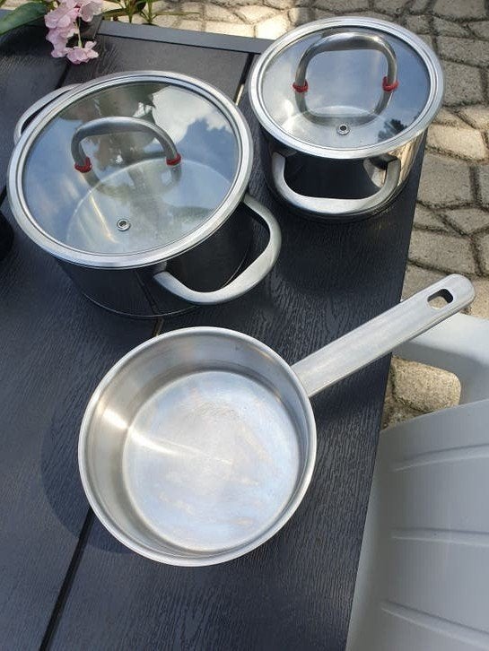 Te koop pannen set, Ophalen, Rvs, Pannenset