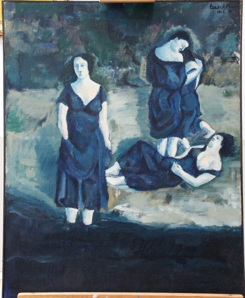 Te Koop schilderij van de spaanse kunstenaar Evarist Navarro, Origineel werk, Doek, Ophalen of Verzenden, Olieverf