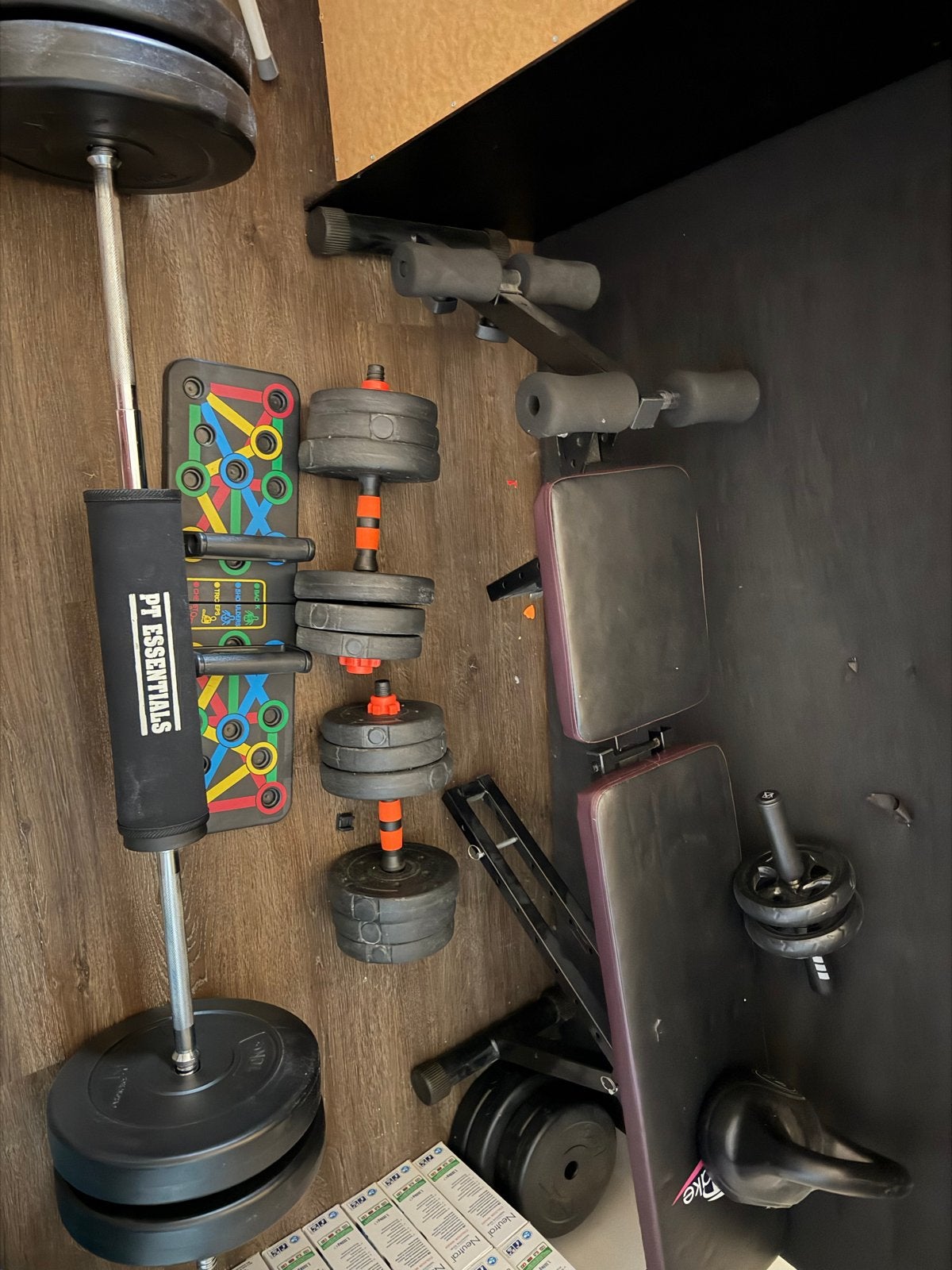 Complete Fitness Set: Halters, Bankje, Push-up Board, Ophalen, Gebruikt, Krachtstation, Armen