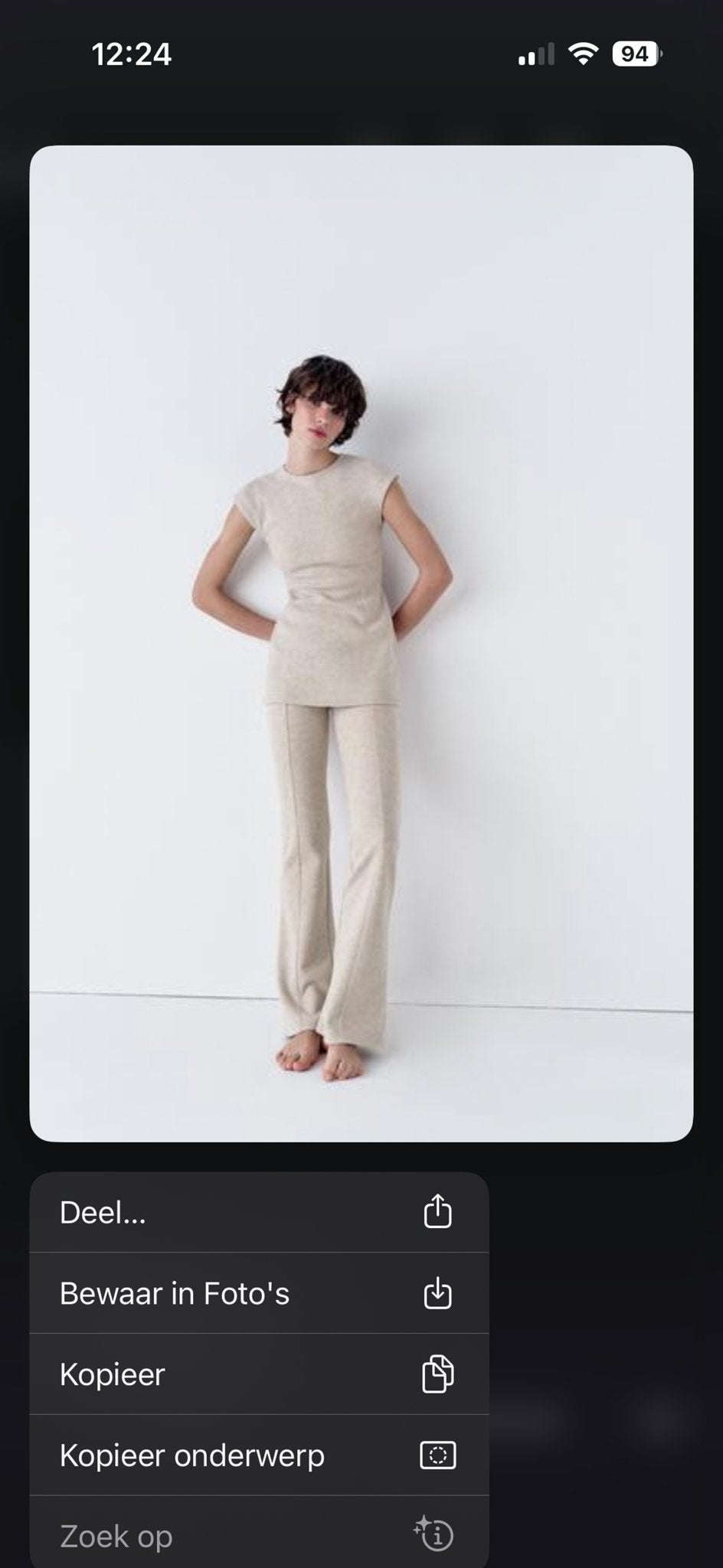 Zara gebreide set: top en broek - Maat L, Kleding | Dames, Beige, Maat 42/44 (L), Ophalen of Verzenden, Zo goed als nieuw