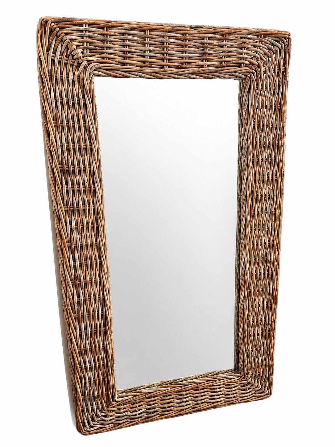 Rotan spiegel - Rechthoekig, Huis en Inrichting, Ophalen, Gebruikt, 100 tot 150 cm, Rechthoekig