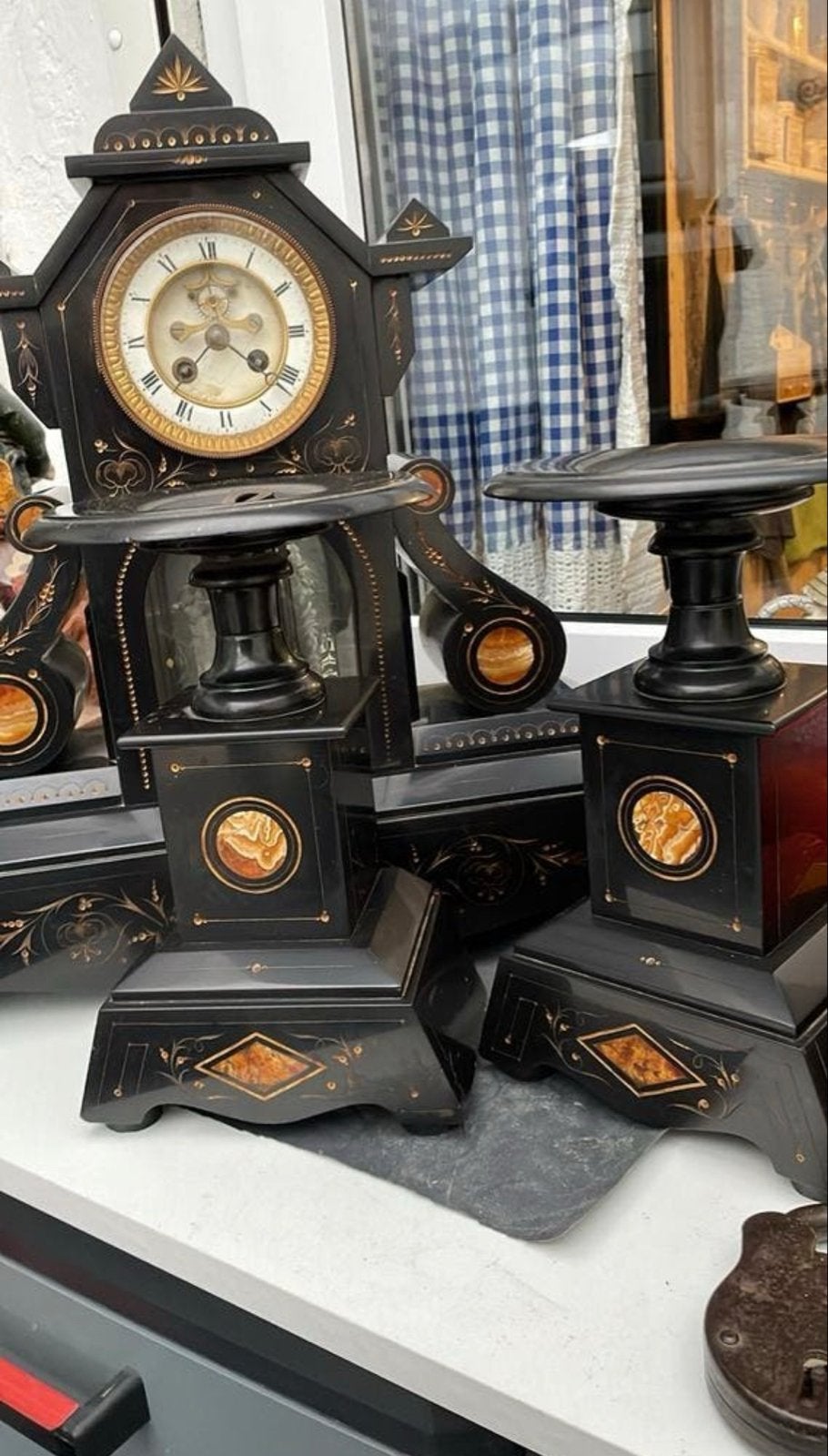 Antieke pendule met kandelaars - Werkend en puntgaaf, Antiek en Kunst, Antiek | Klokken, Ophalen