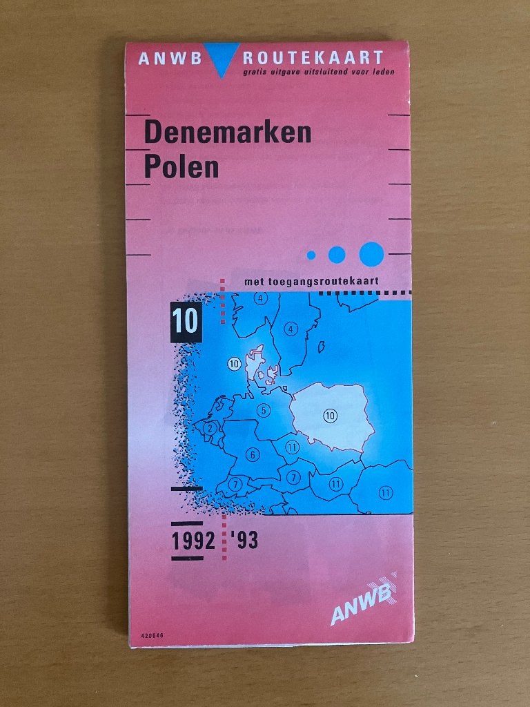 ANWB Routekaart Denemarken Polen 1992-93  , Boeken, Atlassen en Landkaarten, Overige gebieden, Overige typen, Ophalen of Verzenden