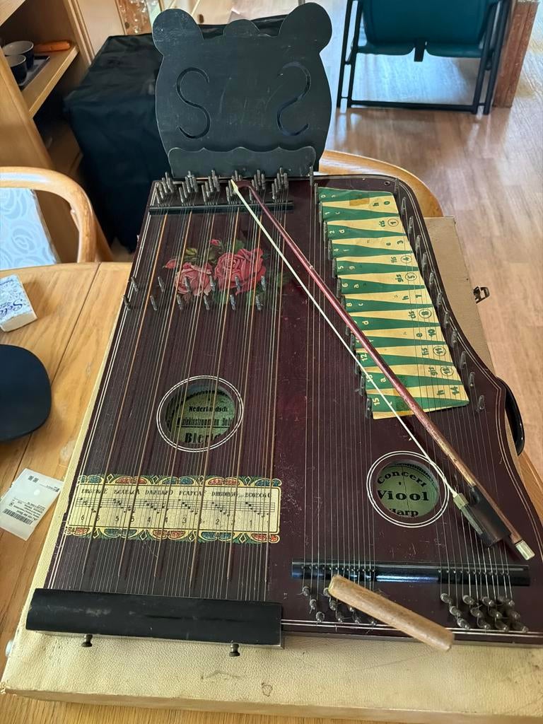 Concert Viool Harp (Citer) met strijkstok en kist, Ophalen of Verzenden, Gebruikt, Citer