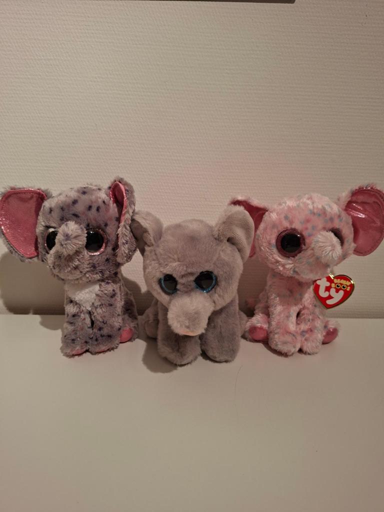 TY Beanie olifant/olifantjes, Ophalen of Verzenden, Zo goed als nieuw, Olifant, Klein (minder dan 20 cm)