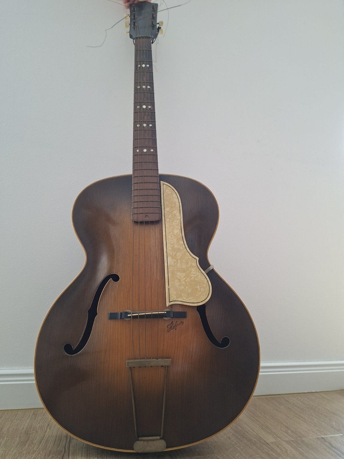 Vintage Hofner Archtop Gitaar uit de Jaren '50, Ophalen of Verzenden, Gebruikt, Western- of Steelstringgitaar, Met koffer
